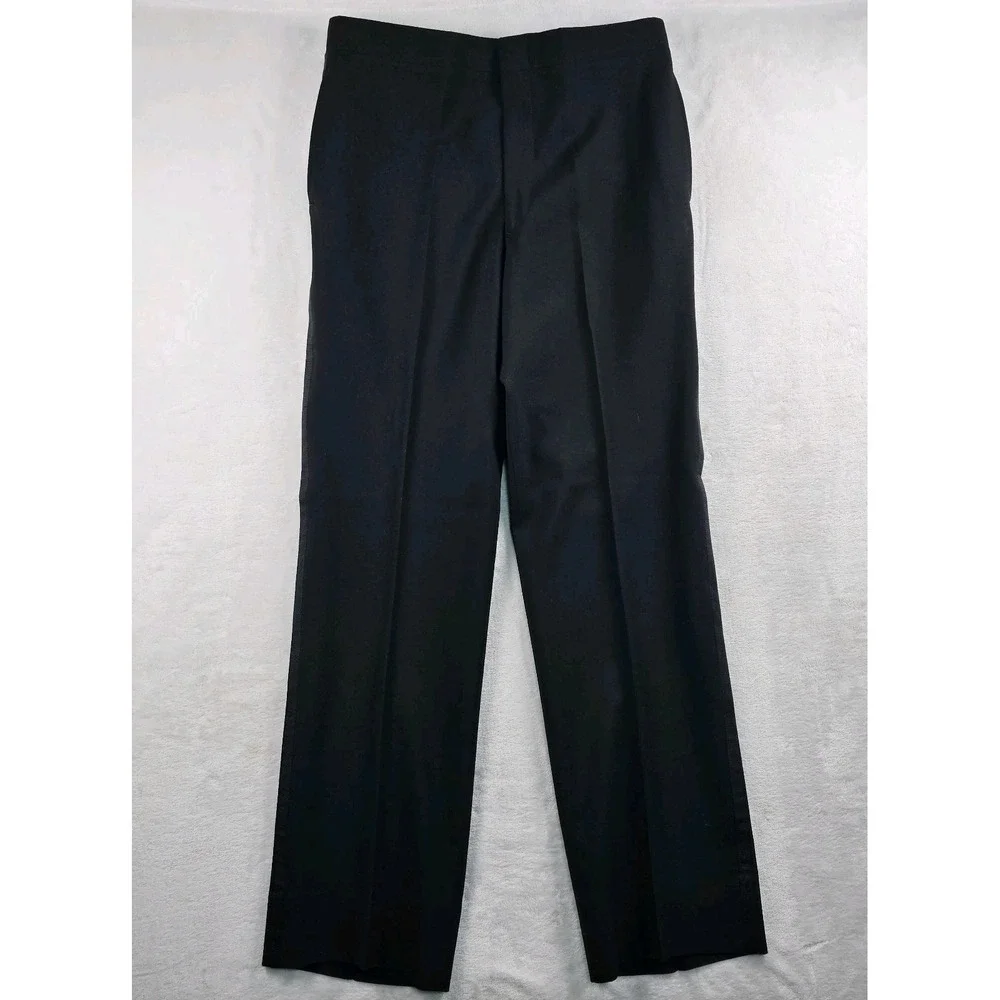 Georgetown Tuxedo Suit Peak Lapel 100% Wool Mens 40L 32x32 Satin Stripe Wedding